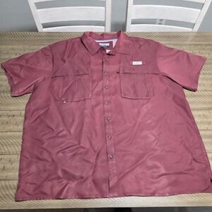 Men Magellan Outdoors Release Fish Gear Vented Maroon Short Sleeve Size 3XL